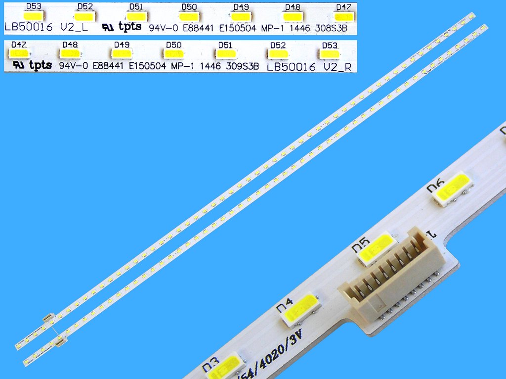 LED podsvit EDGE sada Sony 50" celkem 2 kusy / LED Backlight edge 540mm 2x54 LED 4020 LB50016 V2_L + LB50016 V2_R / 308S3B + 309S3B
