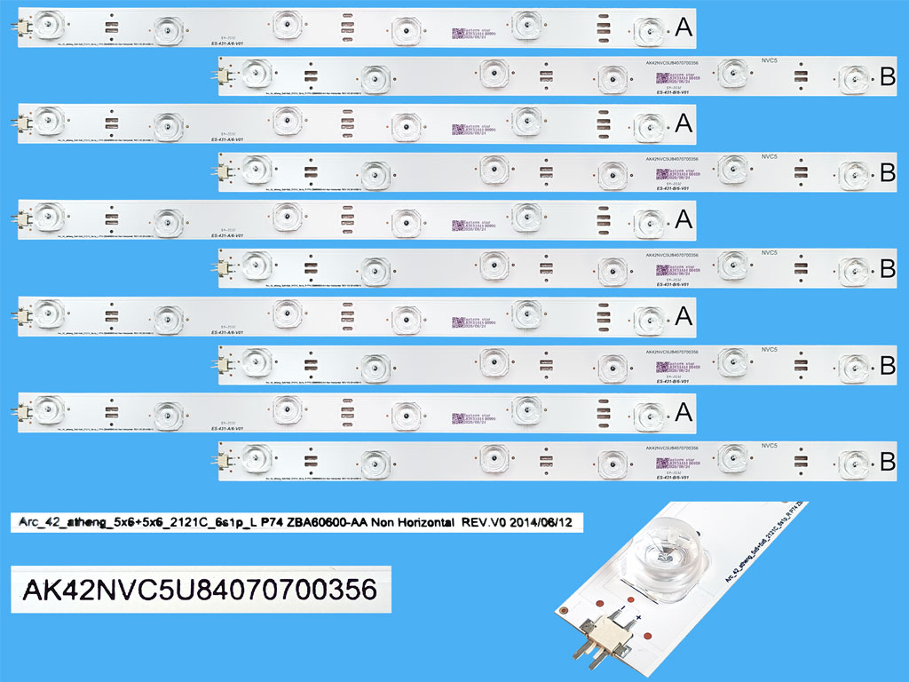 LED podsvit Grundig sada celkem 10 pásků / D-LED Backlight 42_athena_5x6+5x6_2121C_6S1P P74 ZBA60600-AA Non Horizantal REV.V0 2014/06