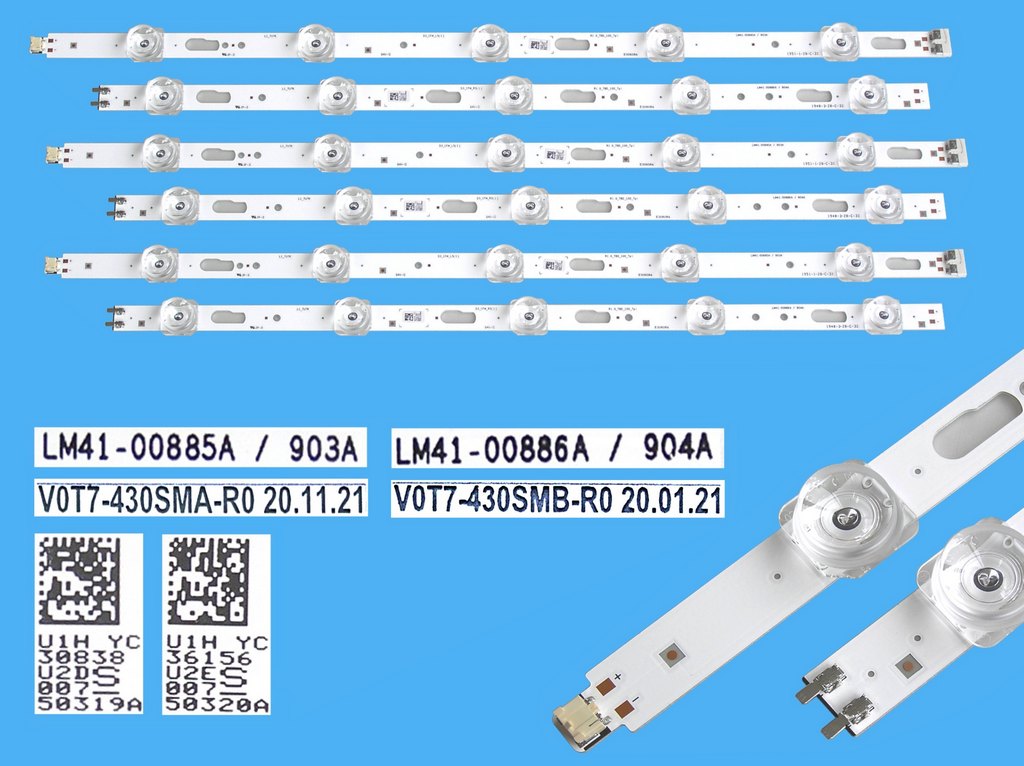 LED podsvit Samsung celkem 6 kusů / LED Backlight 805mm LM41-00885A + LM41-00886A / V07T-430SMA-R0 + V07T-430SMB-R0 / BN96-50319A + BN96-50320A