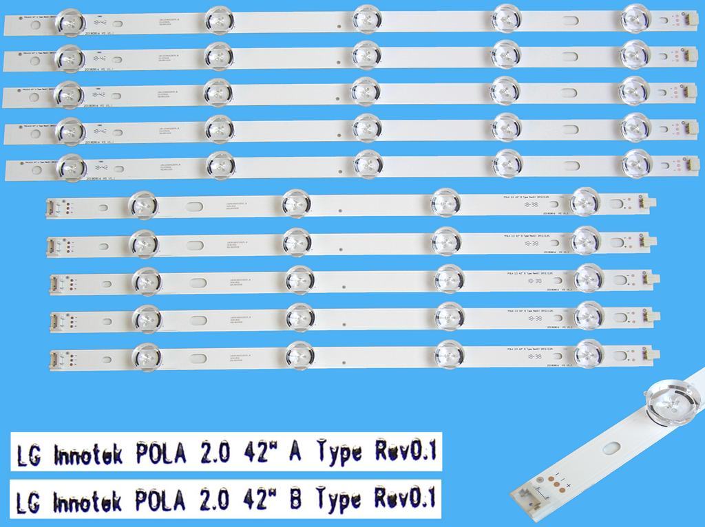 LED podsvit sada 848mm LG náhrada LG42LA / 42LN celkem 10 pásků / DLED TOTAL ARRAY LG type LG INNOTEK POLA 2.0 42''