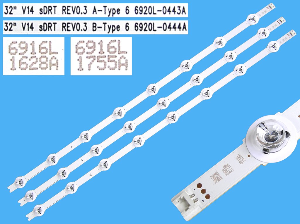 LED podsvit sada LG 32"/Panasonic celkem 3 pásky 610mm / DLED TOTAL ARRAY 6916L-1628A + 6916L-1755A / 6920L-0443A + 6920L-0444A náhradní výrobce