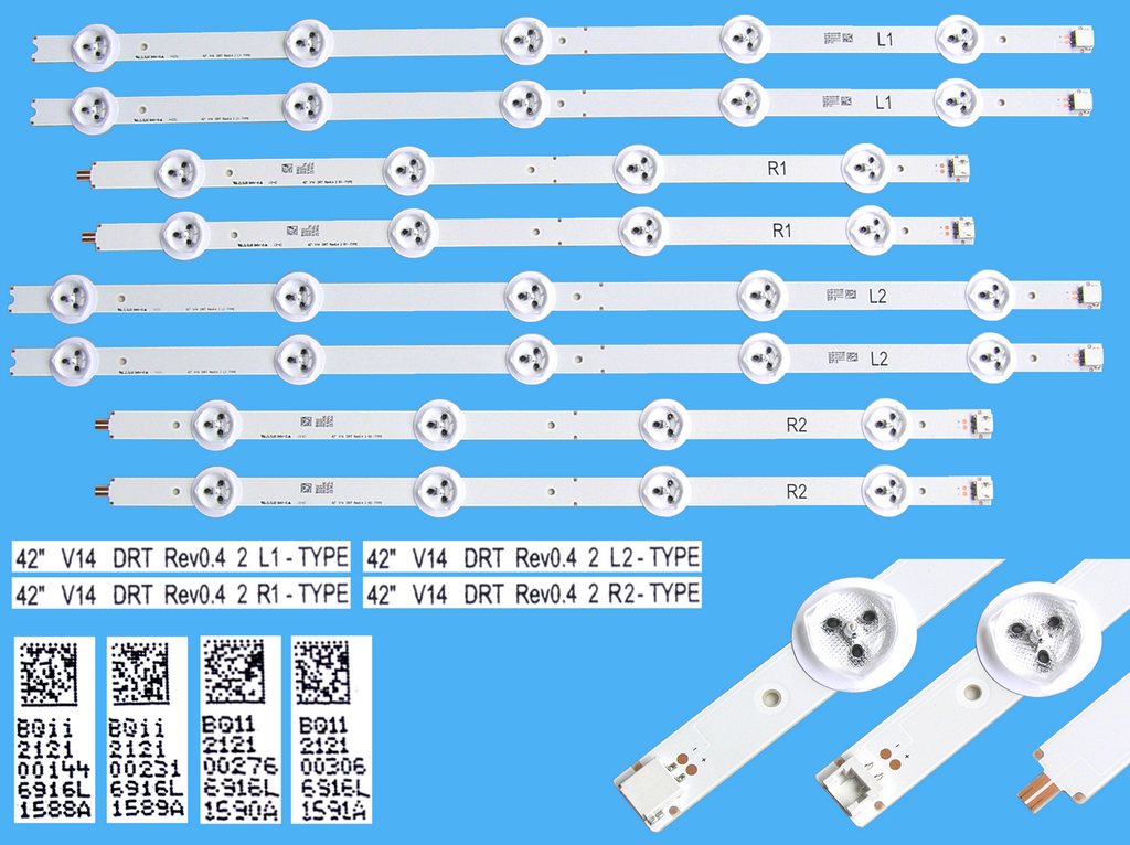 LED podsvit sada LG 42" V14 DRT celkem 8 pásků / DLED TOTAL ARRAY 6916L-1588A + 6916L-1589A + 6916A-1589A + 6916A-1590A