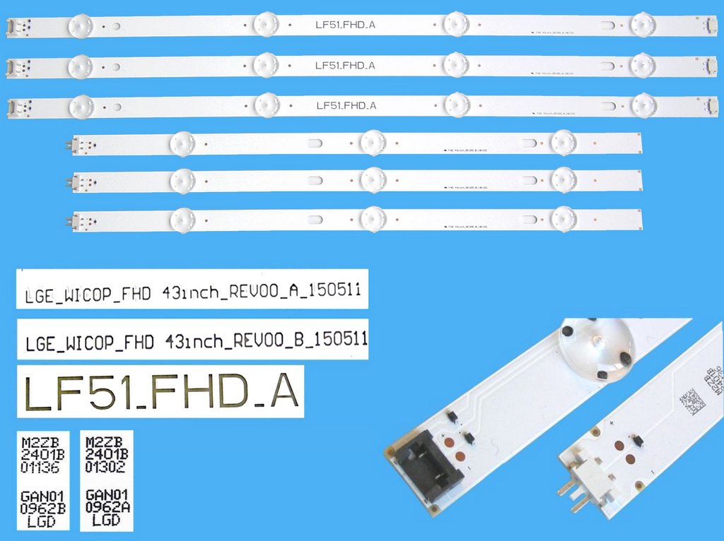 LED podsvit sada LG 43LF51FHD celkem 6 pásků / DLED TOTAL ARRAY  LG43NBH