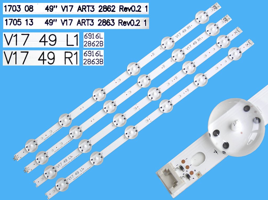 LED podsvit sada LG 49"V17 celkem 4 pásky / DLED TOTAL ARRAY 49" 6916L-2862A + 6916L-2863A / 6916L-2862B + 6916L-2863B