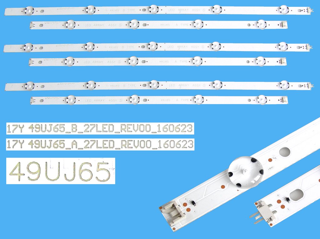 LED podsvit sada LG 49UJ65 celkem 6 pásků / DLED TOTAL ARRAY 49CSP LG Innotek 17Y 49UJ65_A + 17Y 49UJ65_B