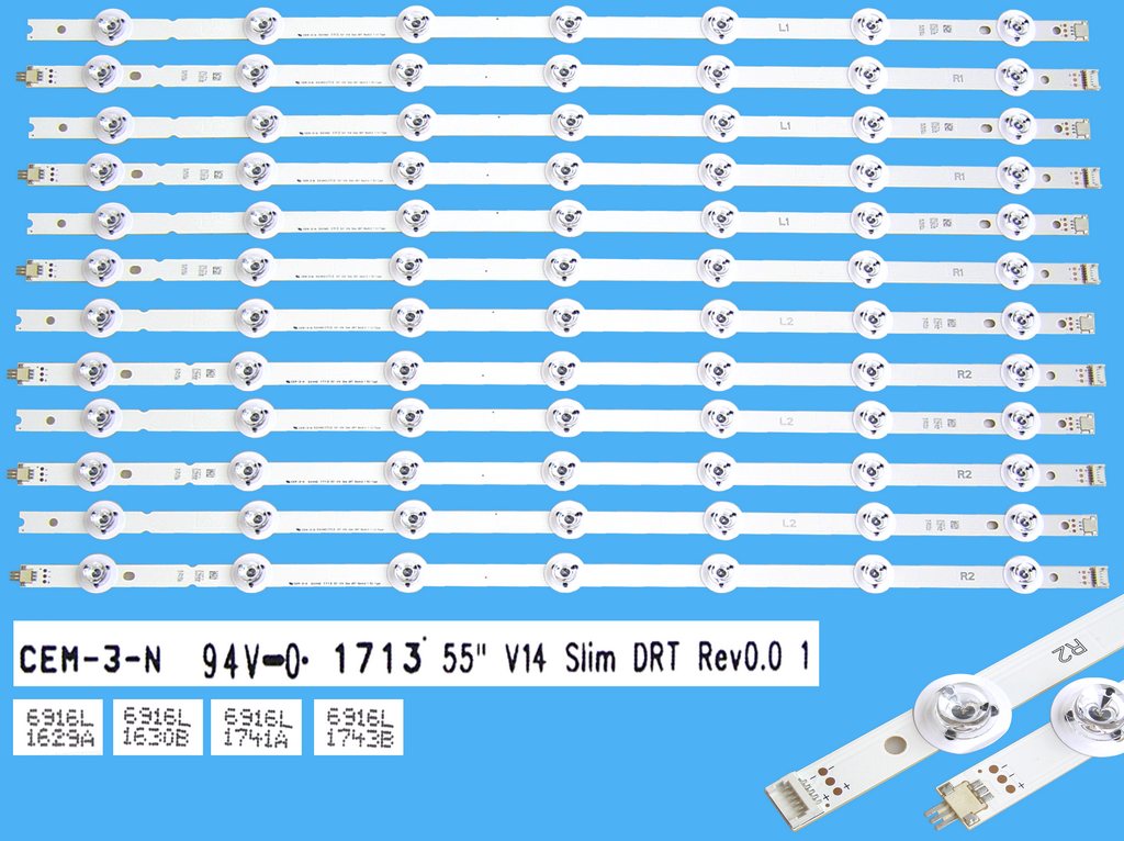 LED podsvit sada LG 55LB Slim 3D celkem 12 pásků / DLED TOTAL ARRAY 55" V14 Slim DRT  6916L-1629A + 6916L-1630B + 6916L-1741A + 6916L-1743B