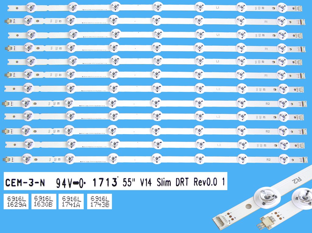 LED podsvit sada LG 55LB Slim 3D celkem 12 pásků / DLED TOTAL ARRAY 55" V14 Slim DRT 6916L-1629A + 6916L-1630B + 6916L-1741A + 6916L-1743B