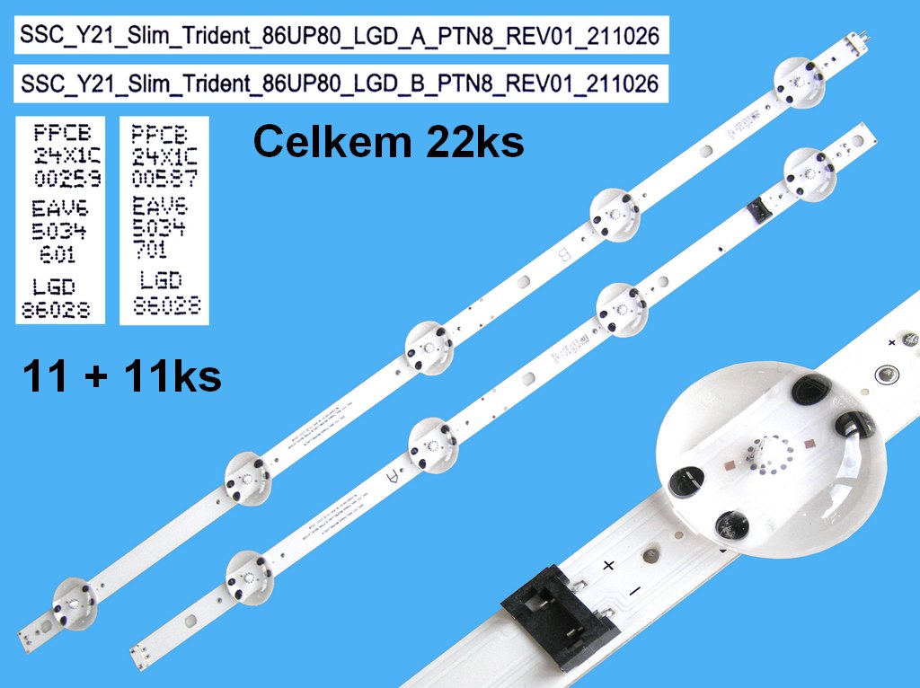 LED podsvit sada LG 86UP80 celkem 22 kusů / DLED Backlight  SSC_Y21_Slim_Trident_86UP80_LGD_A + SSC_Y21_Slim_Trident_86UP80_LGD_B