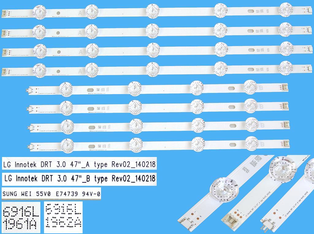 LED podsvit sada LG AGF78401001 celkem 8 pásků / DLED TOTAL ARRAY AGF78401001 6916L-1961A + 6916L-1962A / DRT 3.0 47"