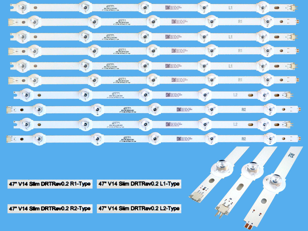 LED podsvit sada LG / Panasonic 47" Slim 930mm celkem 10 pásků / DLED TOTAL ARRAY 47"V14 Slim DRTRev0.2 / 6916L-1811A + 6916L-1812A + 6916L-1813A + 6916L-1814A