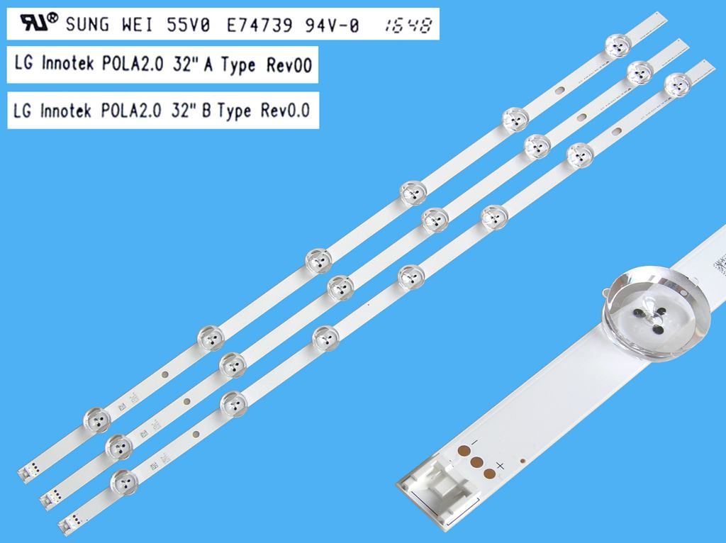 LED podsvit sada LG náhrada AGF78399401AL celkem 3 pásky 590mm / DLED TOTAL ARRAY AGF78399401AL / LG Innotek POLA2.0 32"