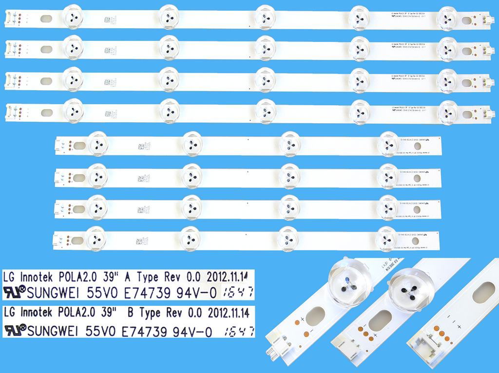 LED podsvit sada LG náhrada AGF78400401AL celkem 8 pásků / DLED TOTAL ARRAY AGF78400401AL / LG Innotek POLA2.0 39