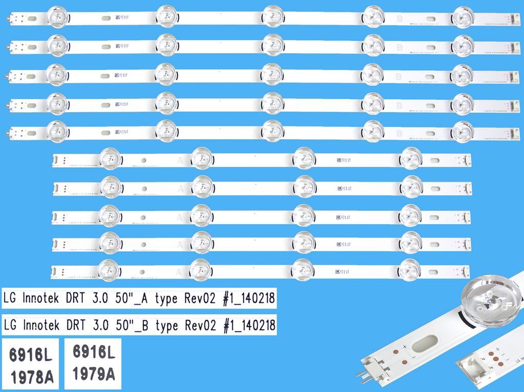 LED podsvit sada LG náhrada AGF78401301 celkem 10 pásků / DLED TOTAL ARRAY T500HVJ03 DRT_3.0_50" / AGF78401301AL 50LB