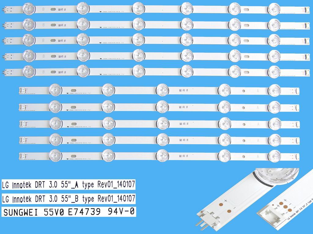 LED podsvit sada LG náhrada AGF78401701 celkem 10 pásků / DLED TOTAL ARRAY AGF78401701AL 6916L-1989A + 6916L-1990A LG Innotek DRT3.0 55"