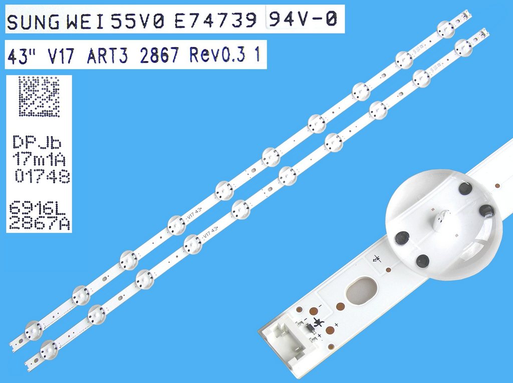 LED podsvit sada LG náhrada AGF78666701 celkem 2 pásky / DLED TOTAL ARRAY AGF78666701AL Backlight 866mm - 10DLED, 6916L-2867A / 43"V17ART3 2867 / V1743