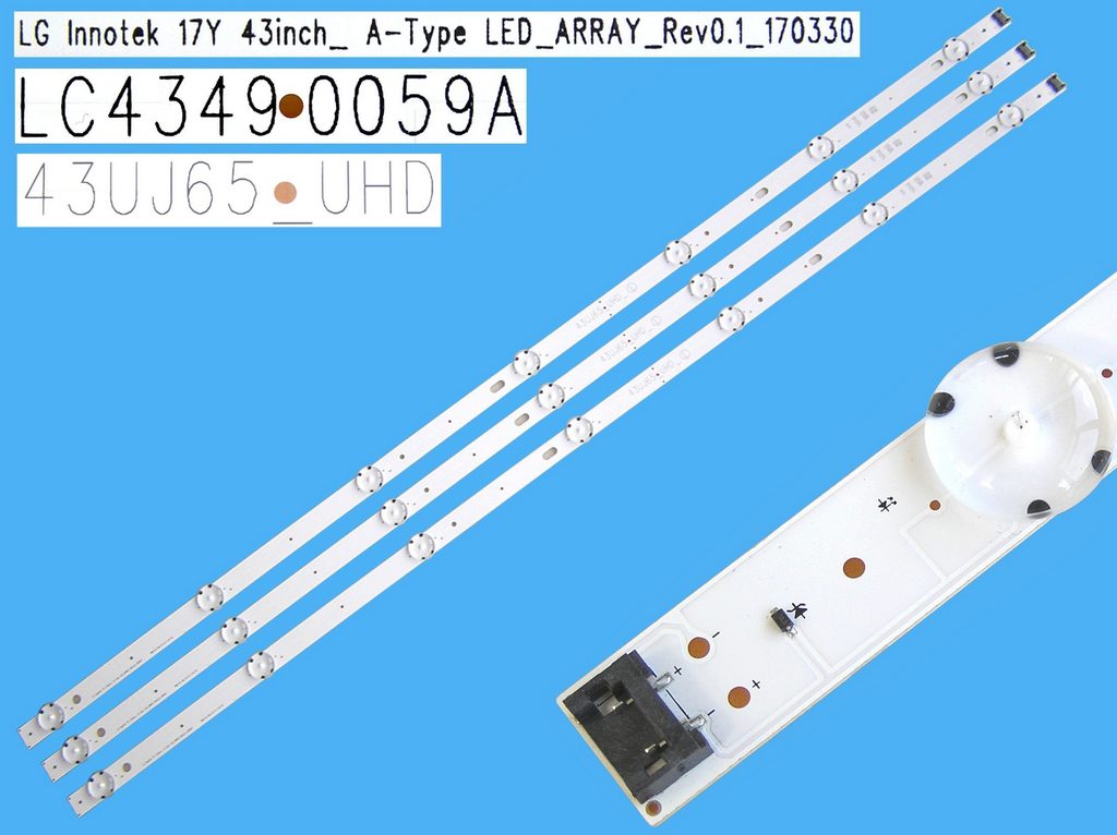 LED podsvit sada LG náhrada AGF78899501AL celkem 3 pásky 828mm / DLED TOTAL ARRAY CSP43 LC43490058A, LC43490059A, LC43490089A, LC43490086A, 43UJ65_UHD, 3PCM00785A