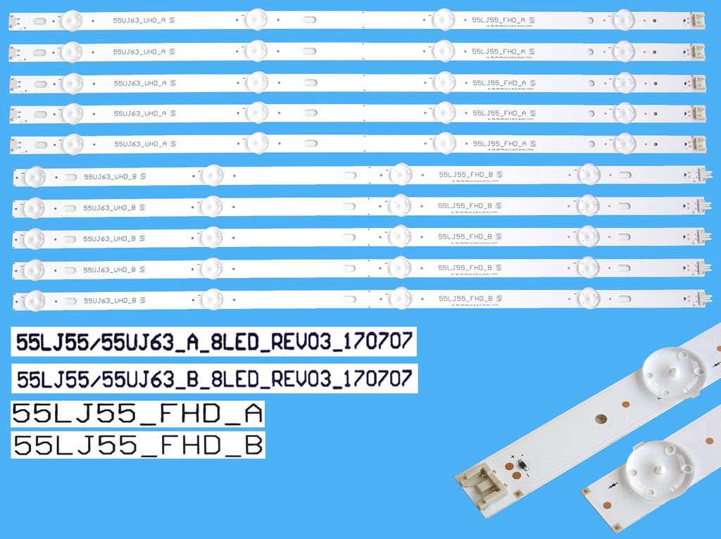 LED podsvit sada LG série CSP55 55UJ63UHD celkem 10 pásků / DLED TOTAL ARRAY 55LJ55/55UJ63_A + 55LJ55/55UJ63_B