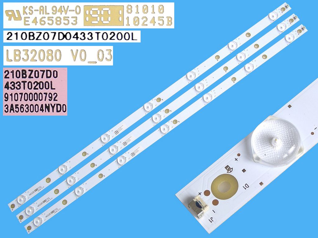 LED podsvit sada Philips 210BZ07D0433T07200L celkem 3 pásky 620mm / DLED TOTAL ARRAY 996598007940 /996599001105 / LB32080 V0_03 / 705TLB32433T0200L