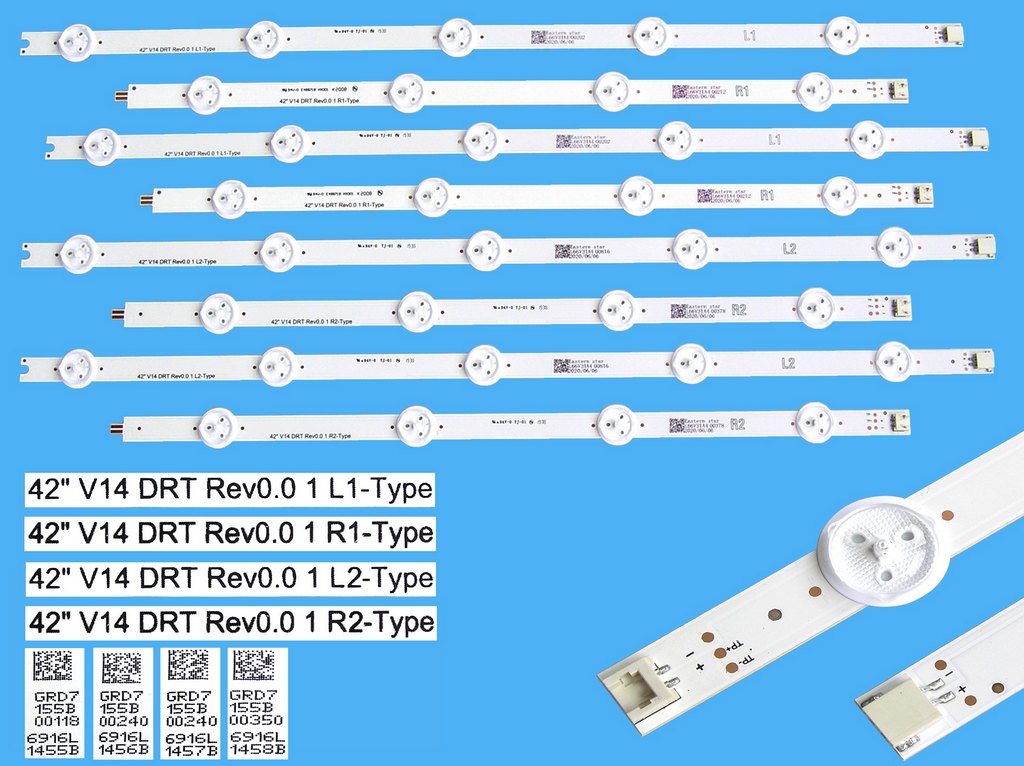 LED podsvit sada Philips 210BZ12D09339DH00L celkem 8 pásků 843mm / DLED TOTAL ARRAY 996598004491 / L1 6916L-1455B + R1 6916L-1456B, L2 6916L-1457B + R2 6916L-1458B