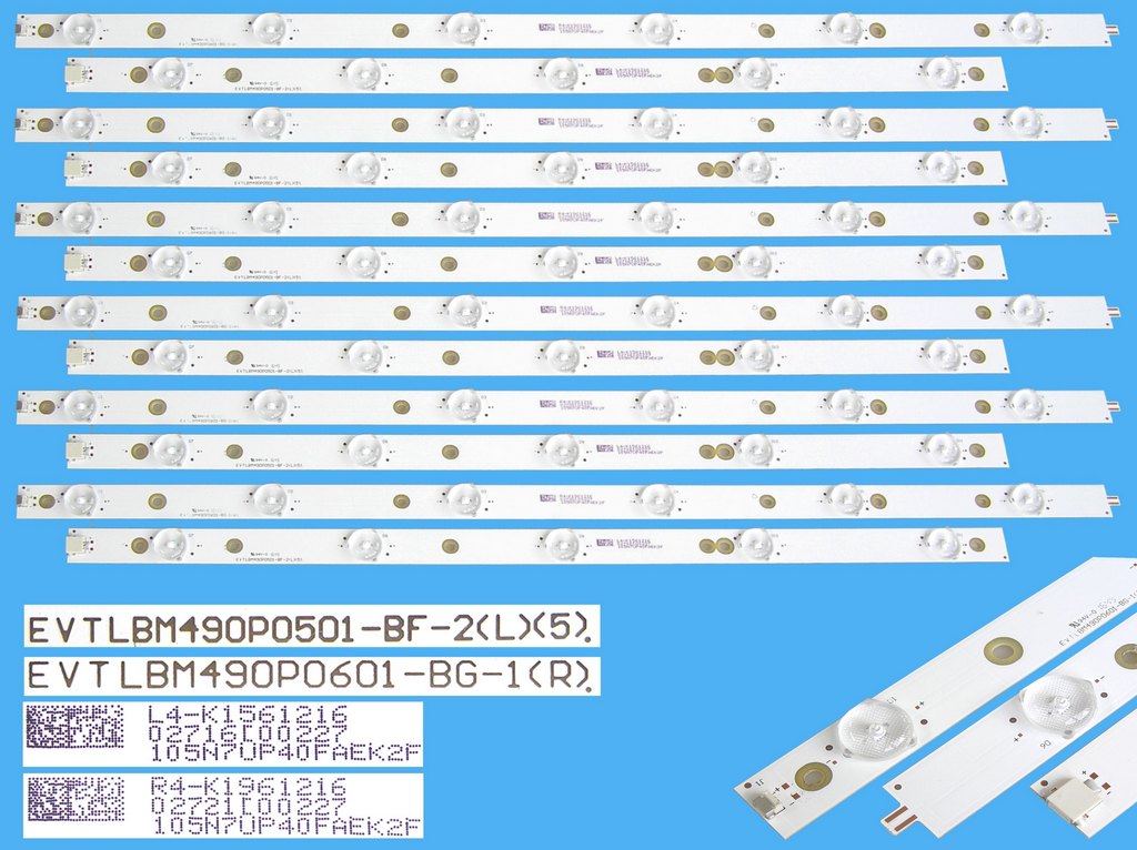 LED podsvit sada Philips 705TLB4943 celkem 12 pásků / LED Backlight 1000mm - 11 D-LED, EVTLBM490P0501-BF-2(L)(5) + EVTLBM490P0601-BG-1(R)