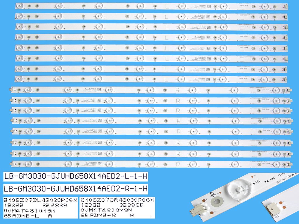 LED podsvit sada Philips 705TLB6543030P06X celkem 16 pásků / DLED TOTAL ARRAY 996599001100 / LB-GM3030-GJUHD658X14AED2 / 65ADM2 / náhradní výrobce