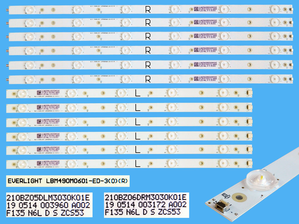 LED podsvit sada Philips LBM490M0601-ED-3-AL celkem 12 pásků / DLED TOTAL ARRAY 996599000166 / 210BZ05DLM3030K01E + 210BZ06DRM3030K01E