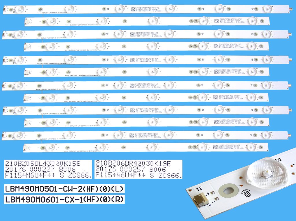 LED podsvit sada Philips LBM490M0601 celkem 12 pásků / DLED TOTAL ARRAY 996599001099 / LBM490M0601-CX-1 + LBM490M0601-CW-2 / 705TLB4943030K15E