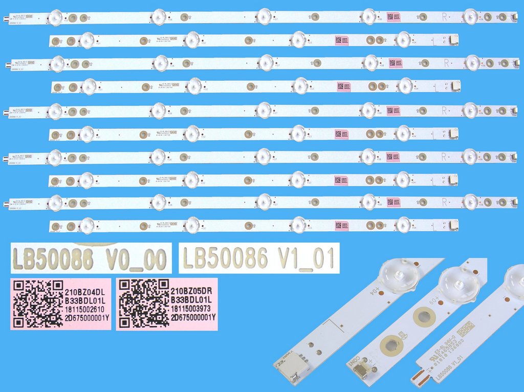 LED podsvit sada Philips náhrada 705TLB50B33BLDL01 celkem 10 pásků LB50086V0-00 + LB50086V1-01 / DLED TOTAL ARRAY 996599001104