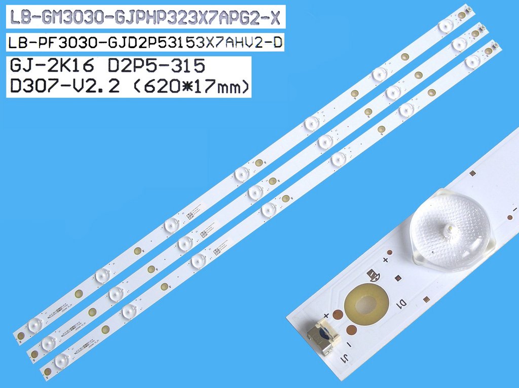 LED podsvit sada Philips náhrada celkem 3 pásky 620mm / DLED TOTAL ARRAY  LB-PF3030-GJD2P53153X7AHV2-D / LB32080 V0_03 / GJ-2K16-D2P5-315 D307-V2.2 / LB-GM3030-GJPHP323X7APG2-X / 705TLB32433T0200L