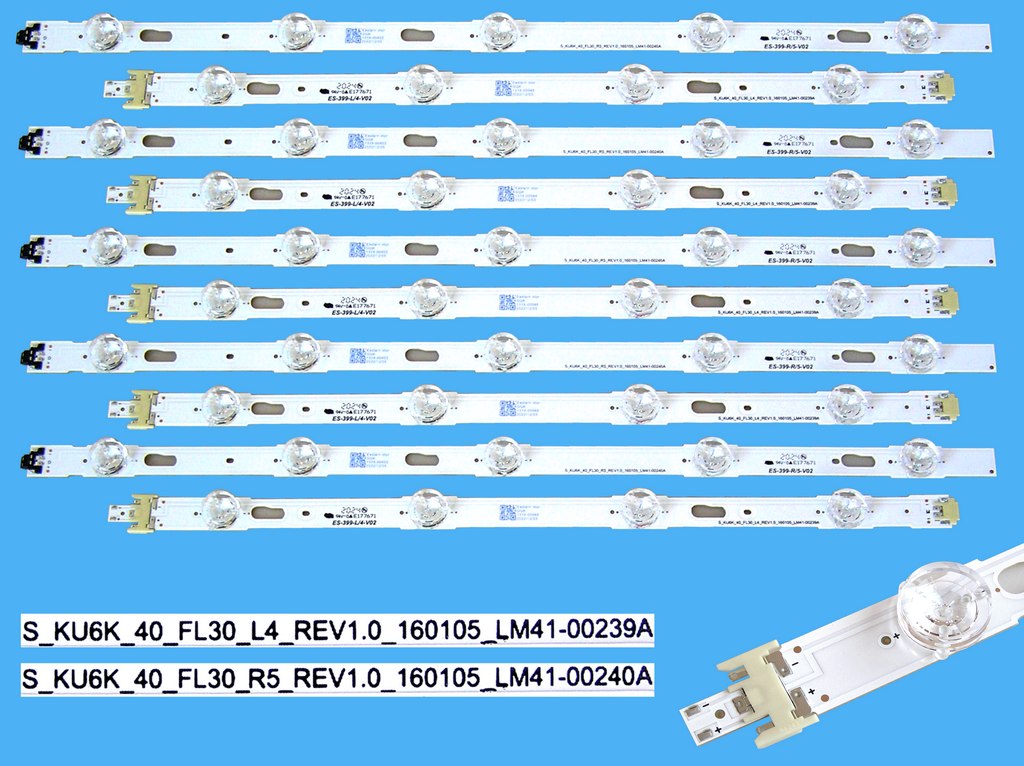 LED podsvit sada Samsung 40" celkem 10 pásků / DLED TOTAL ARRAY BN96-39655A + BN96-39656A / S_KU6K_40_FL30_L4_REV1.0_160105_LM41-00239A + S_KU6K_40_FL30_R5_REV1.0_160105_LM41-00240A