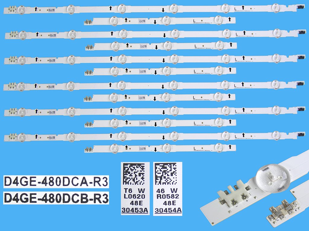 LED podsvit sada Samsung 48" celkem 12 pásků / LED Backlight 1005mm 6ks BN96-30453A D4GE-480DCA-R3 + 6ks BN96-30454A D4GE-480DCB-R3