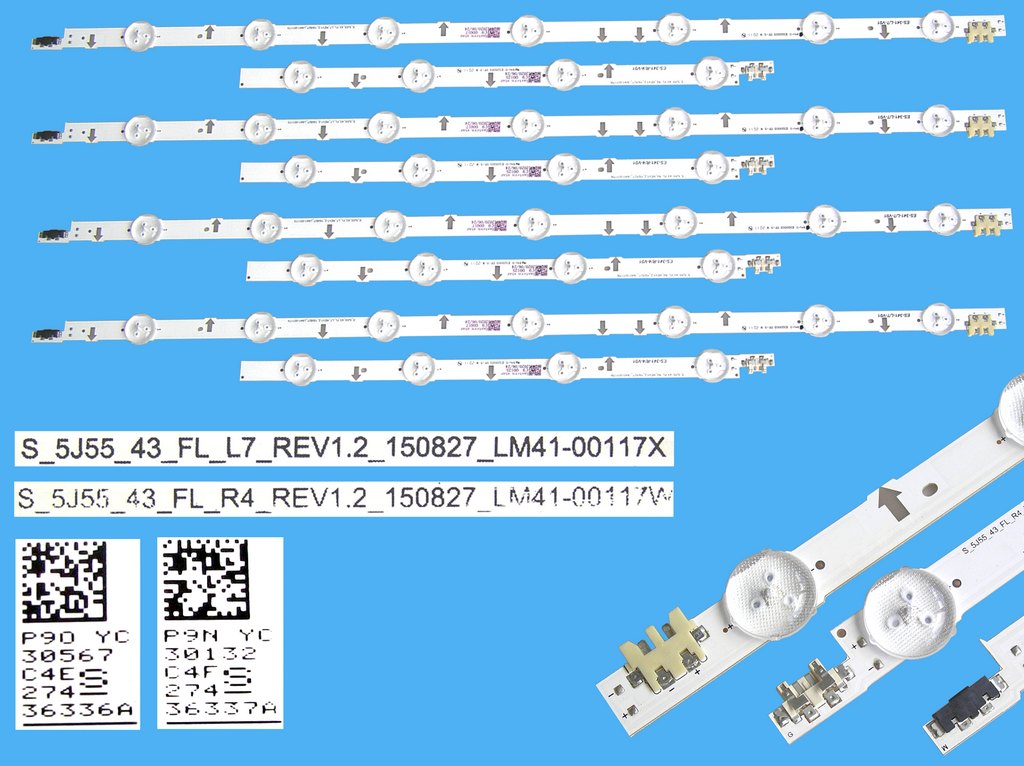 LED podsvit sada Samsung 8 pásků S-5J55-43 / LED Backlight 888mm D-LED / BN96-36336A + BN96-36337A / LM41-00117X + LM41-00117W