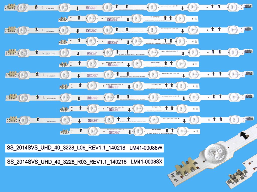 LED podsvit sada Samsung BN96-32174A + BN96-32175A náhrada celkem 12 pásků / LED Backlight 837mm D-LED 2014SVS_UHD_40_3228_R03 + 2014SVS_UHD_40_3228_L06 / LM41-00088W + LM41-00088X