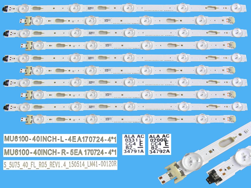 LED podsvit sada Samsung BN96-34791A + BN96-34792A náhrada, celkem 10 pásků / LED Backlight 812mm - 9 D-LED  S_5NU75_40 / LM41-00120