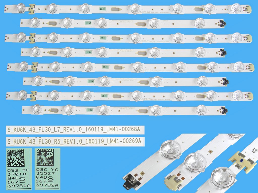 LED podsvit sada Samsung BN96-39781A + BN96-39782A celkem 8 pásků / LED Backlight 843mm  BN9639781A + BN9639782A / LM41-00268A + LM41-00269A