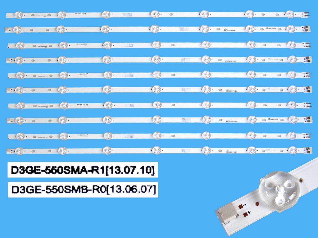 LED podsvit sada Samsung celekm 10 pásků BN96-28772A + BN96-28773A / LED Backlight D3GE-550SMA-R1 + D3GE-550SMB-R0 náhradní výrobce