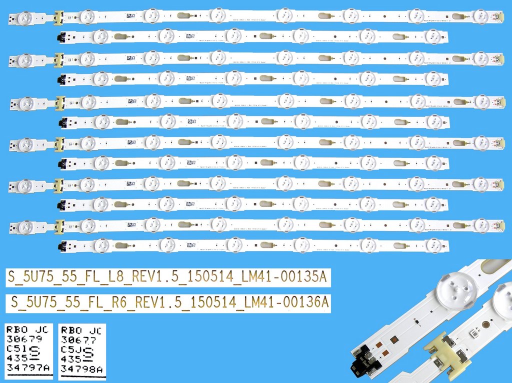 LED podsvit sada Samsung celkem 12 kusů / LED Backlight BN9634797A + BN9634798A / V5DU-550DCA-R1 + V5DU-550DCB-R1 / LM41-00135A + LM41-00136A