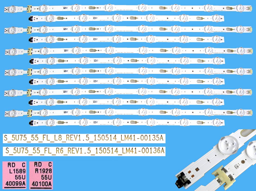 LED podsvit sada Samsung celkem 12 kusů / LED Backlight BN9640099A + BN9640100A / V5DU-550DCA-R1 + V5DU-550DCB-R1 / LM41-00135A + LM41-00136A