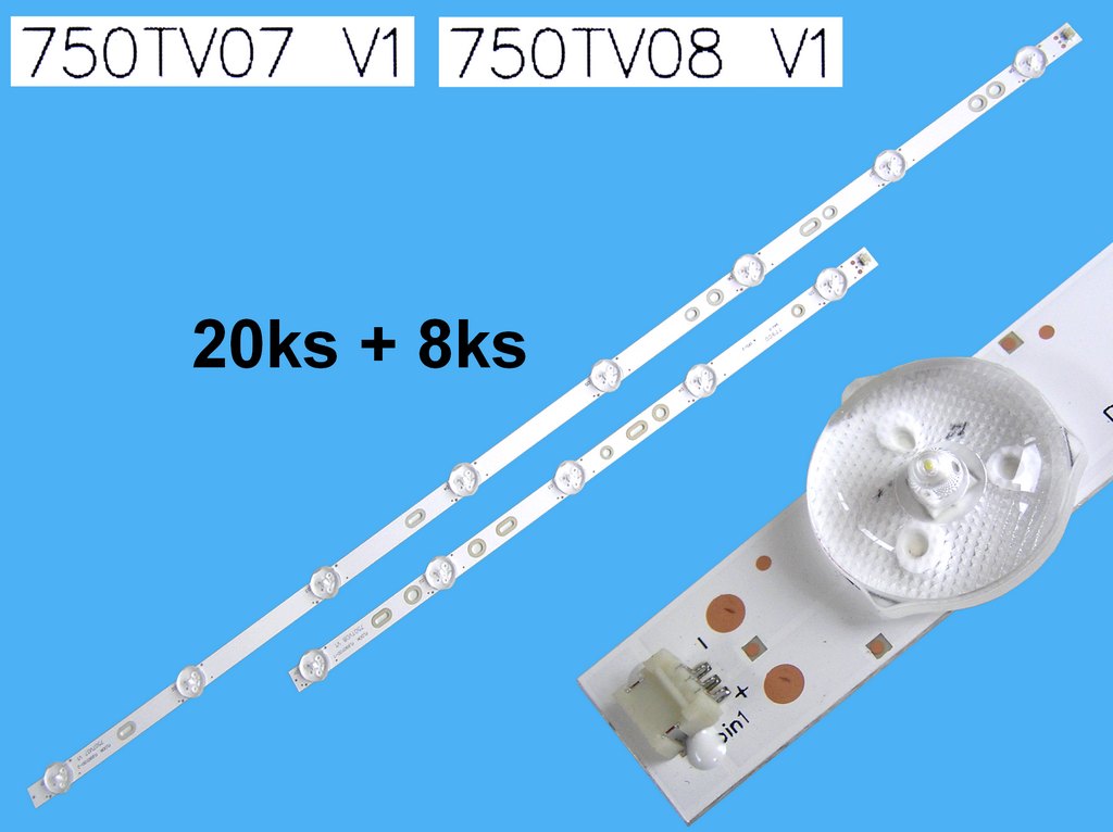 LED podsvit sada Sony 75" celkem 28 pásků / D-LED BAR 750TV07 V1 + 750TV08 V1 náhradní výrobce