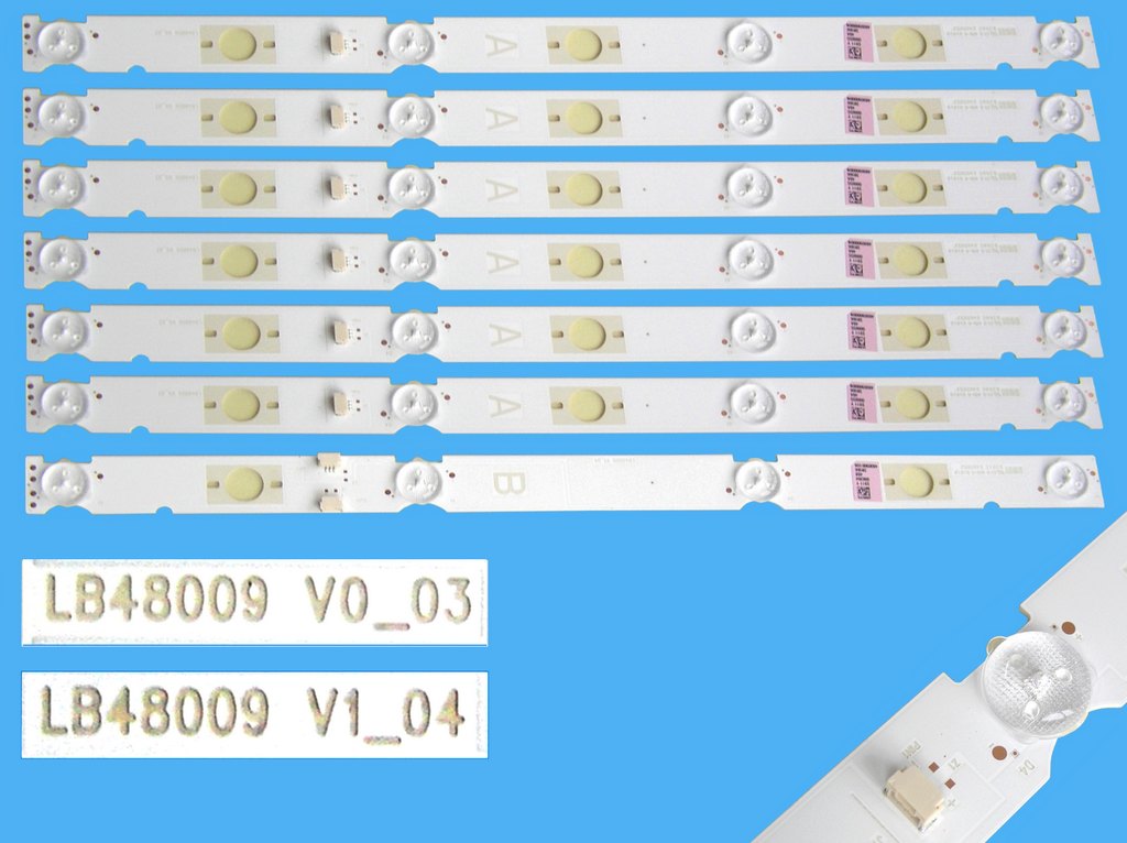 LED podsvit sada Sony LB48009 celkem 7 pásků / LED Backlight 362mm - 4DLED, LB48009 V0_03 A-type + LB48009 V1_04 B-type