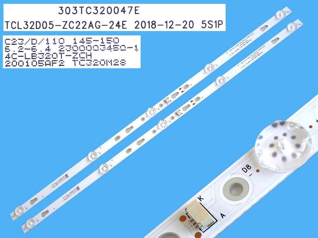 LED podsvit sada TV32" - G celkem 2 pásky 565mm / DLED TOTAL ARRAY TC320M28 / TCL32D05-ZC22AG-24 / 303TC320047E / 4C-LB3205-ZM01J