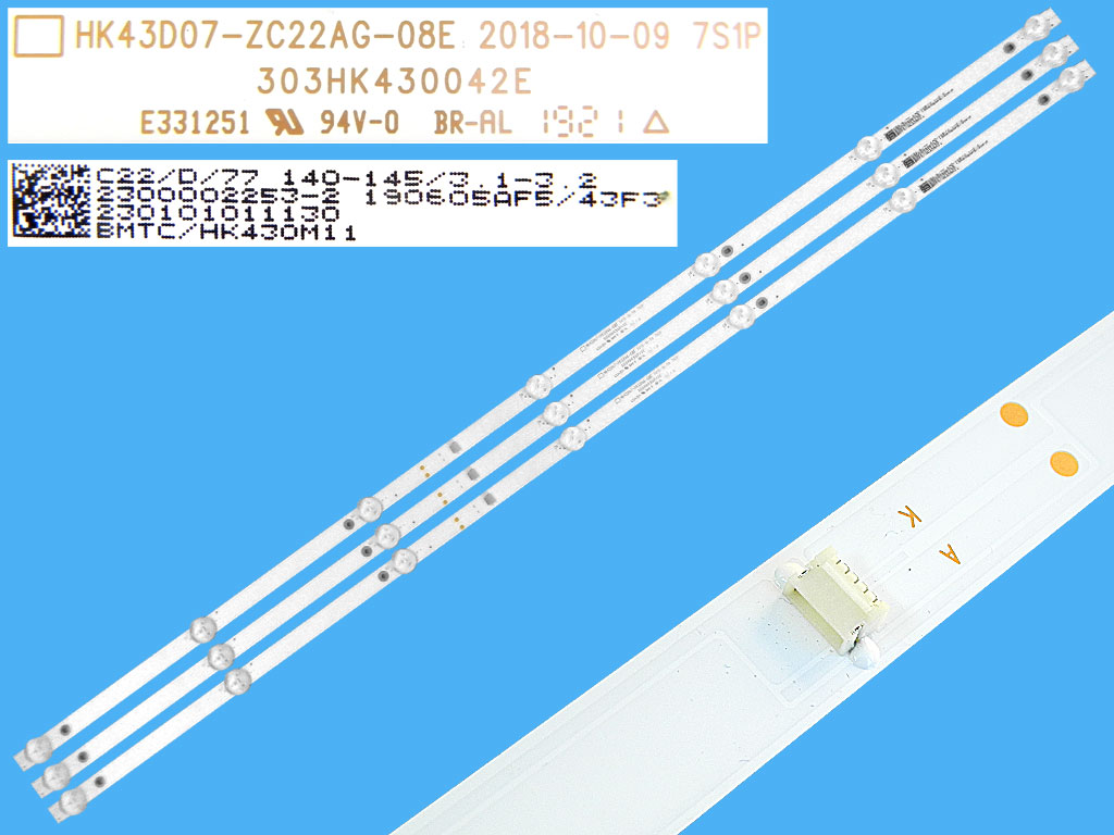 LED podsvit sada TV43" - celkem 3 pásky 800mm / 7DLED TOTAL ARRAY  HK43D07-ZC22AG-08E, 303HK430042E, HK430M11