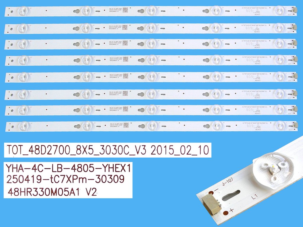 LED podsvit sada Thomson 4C-LB4805-YHEX1 celkem 8 pásků 489mm / DLED TOTAL ARRAY TOT_48D2700_8X5_3030C_V3 / YHA-4C-LB-4805-YHEX1 / 48HR330M05A1 V2