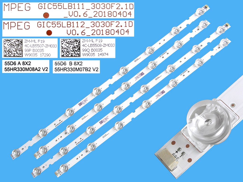 LED podsvit sada Thomson 55HR330M08 celkem 4 pásky / DLED TOTAL ARRAY 55D6A 8X2 55HR330M08 + 55D6B 8X2 55HR330 / 4C-LB5508-HR03J + 4C-LB5507-HR03J