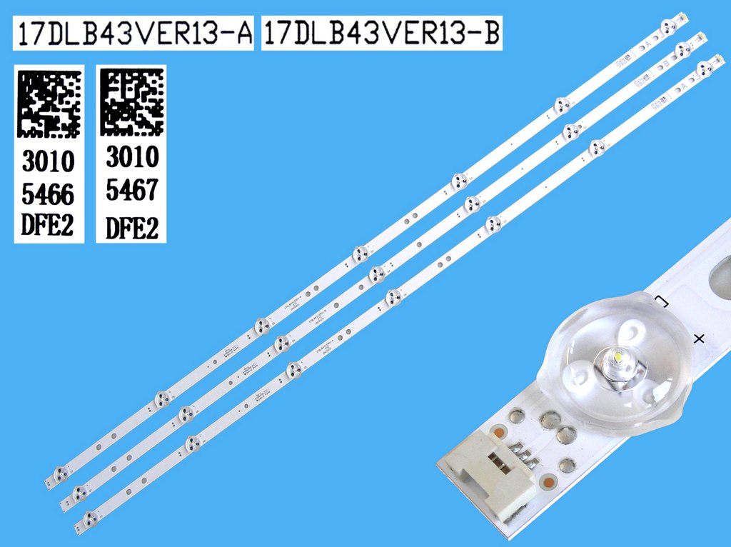 LED podsvit sada Vestel 17DLB43VER13 celkem 3 pásky 800mm / D-LED BAR. VESTEL 43" 23683785 17DLB43VER13-A / 30105466 + 17DLB43VER13-B / 30105467