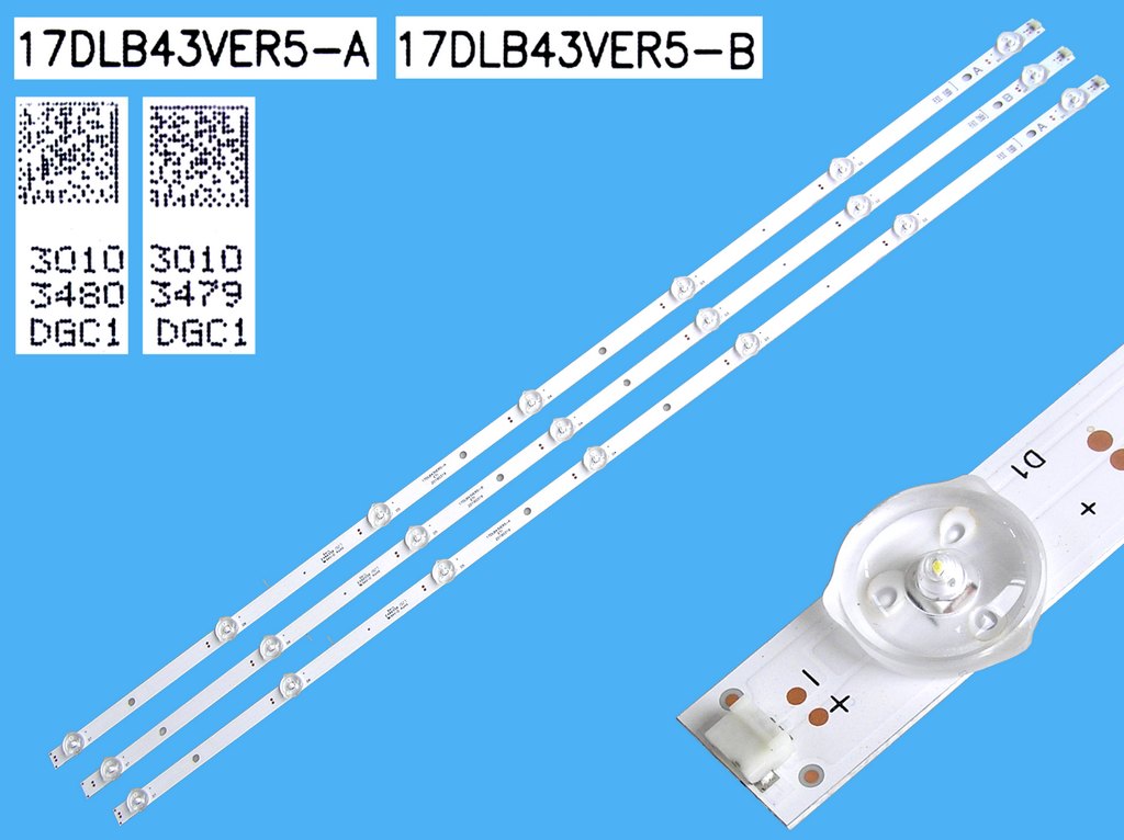 LED podsvit sada Vestel 17DLB43VER5 celkem 3 pásky 800mm / D-LED BAR. VESTEL 43" / 17DLB43VER5-B / 30103479 + 17DLB43VER5-B / 30103480