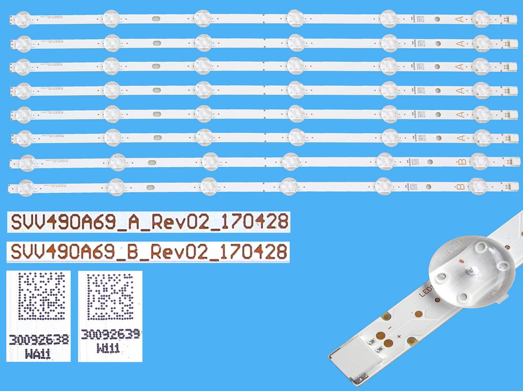 LED podsvit sada Vestel 23403945 celkem 8 pásků 520mm / Vestel 49" SVV490A69 / 30092638 + 30092639