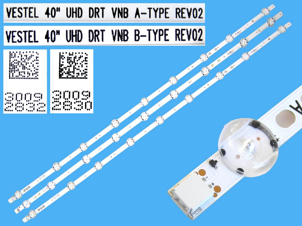 LED podsvit sada Vestel celkem 3 pásky 745mm / D-LED BAR. Vestel 40" UHD DRT VNB 30092830 + 30092832