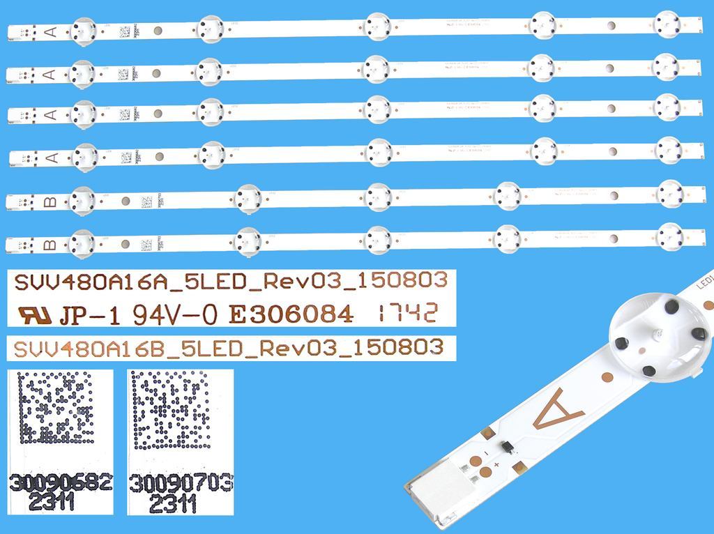 LED podsvit sada vestel 23349476  celkem 6 pásků 460mm / LED Backlight 445mm SVV480A16A_5LED  A type 30090682 + SVV480A16B_5LED B type 30090703