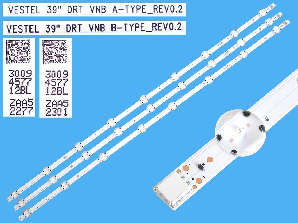 LED podsvit sada vestel 23405295 celkem 3 pásky 727mm / D-LED BAR. VESTEL 39" DRT VNB / 30094577 + 30094577